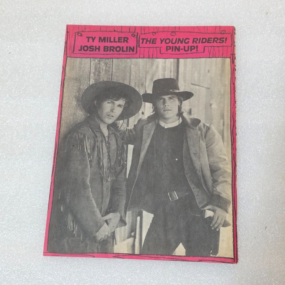 Ty Miller & Josh Brolin The Young Riders B&W vintage poster clipping 8x10 1980s